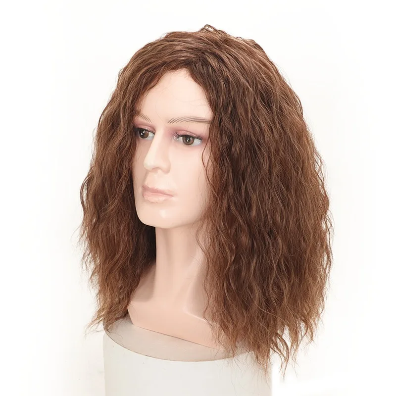 

Men's Curly Synthetic Wig Cosplay Wig Men's Black Brown Synthetic Wig High Quality Fluffy