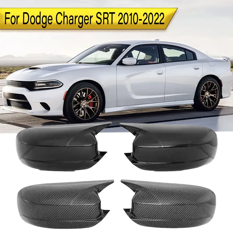 

For Dodge Charger SRT 2010-2022 Mirror Cover Cap Replacement Gloss Black Exterior Side Mirror Housing Shell