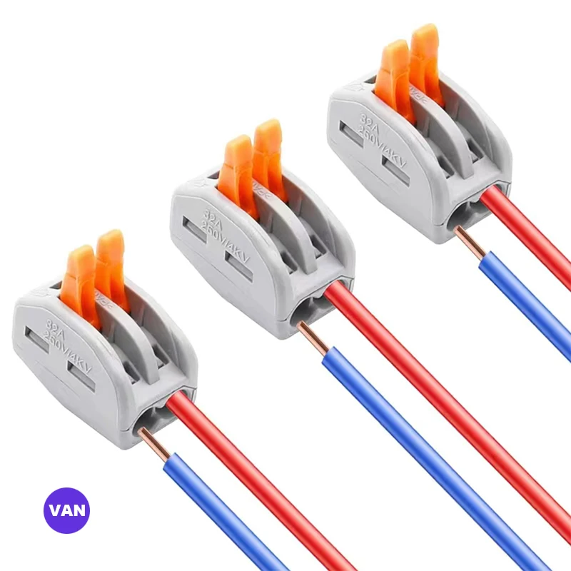 

25pcs Quick Connect Terminals for Multiple Types of Wire-2 Ports Lever Wire Nut Wire Compact Wire Connector for Easy and Secure