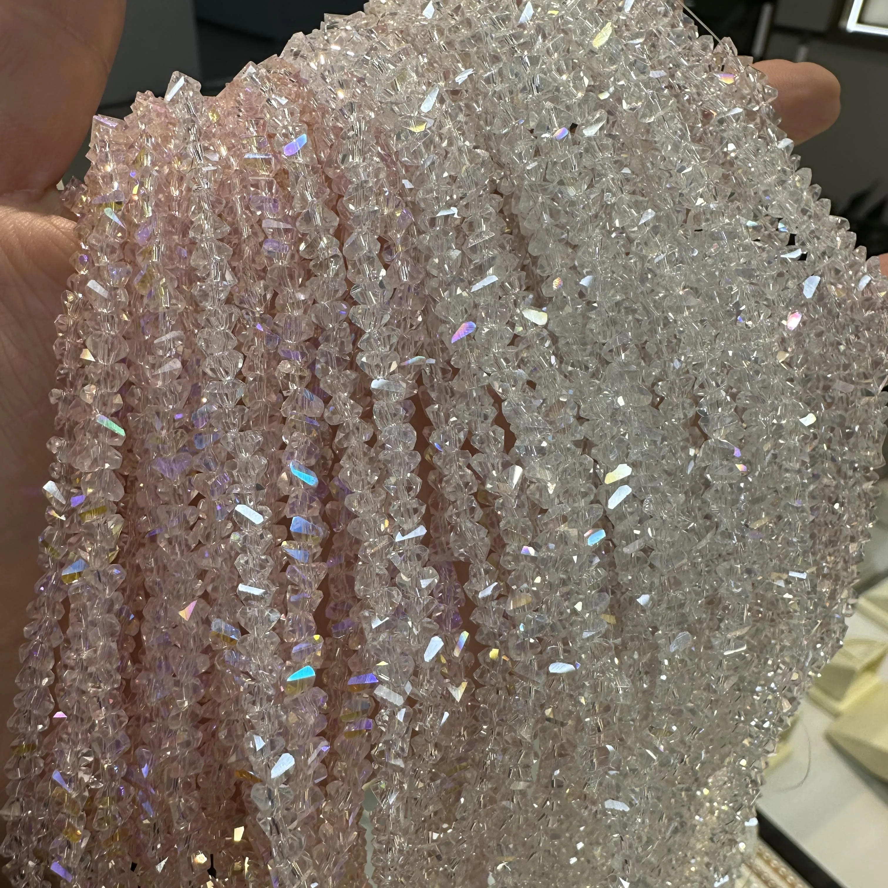 5 Strings Natural Clear Quartz Beads Taper Loose Stone Beaded for Making DIY Jewelry Bracelet Necklace Accessories 3mm