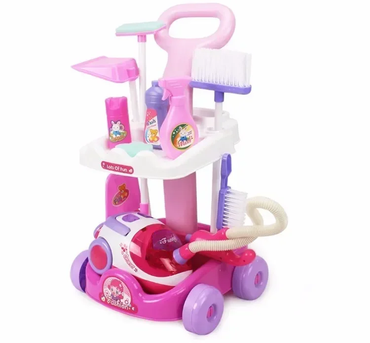 [Divertente] luce elettronica e suono cintura per la pulizia del carrello per bambini aspirapolvere strumenti per la pulizia set car clean play house toy girl gift