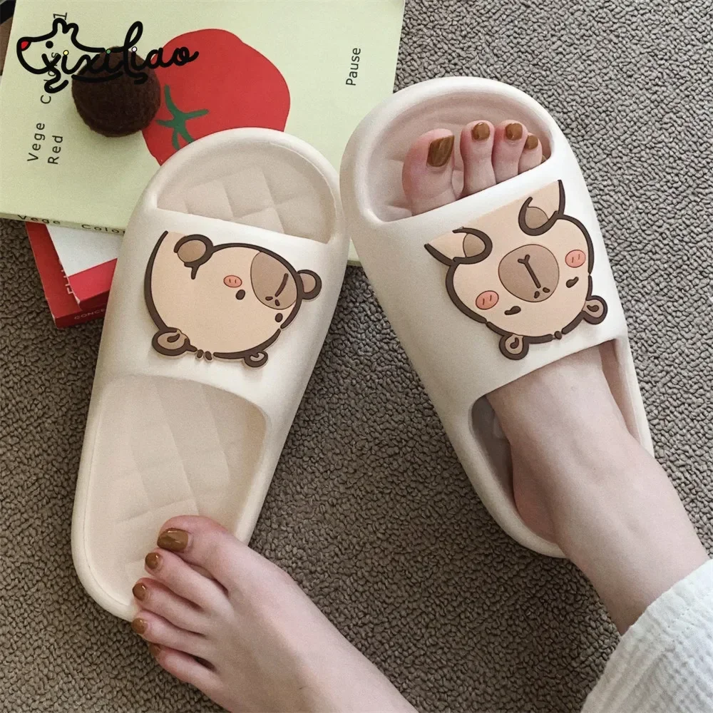 Home Slipper Women kapibara Cute Cloud Sandals Summer Flip Flops Beach Slides House Casual Room Shoes Kawai Flat Female Eva Men