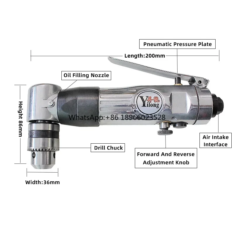 Can Rotate Forward And Reverse Pneumatic Air Angle Drill 3/8 Inch Chuck Air Drill