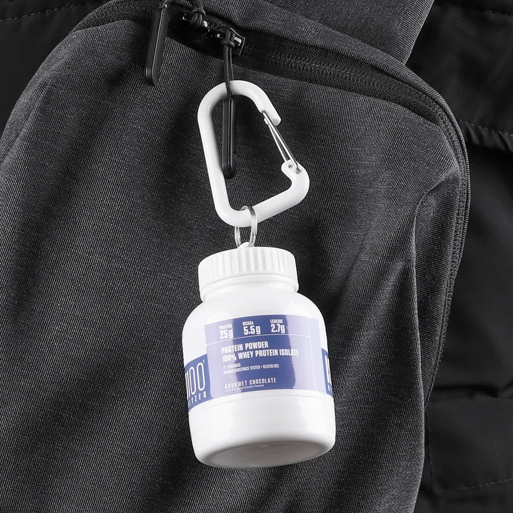 100/200ML Portable Mini Protein Powder Bottle with Keychain Health Funnel Medicine Box Container Small Cup Outdoor Sport Storage 4