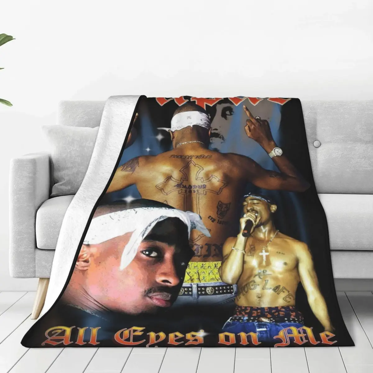 2PAC 90s Rappers Flannel Throw Blankets Blanket for Home Couch Soft Quilt