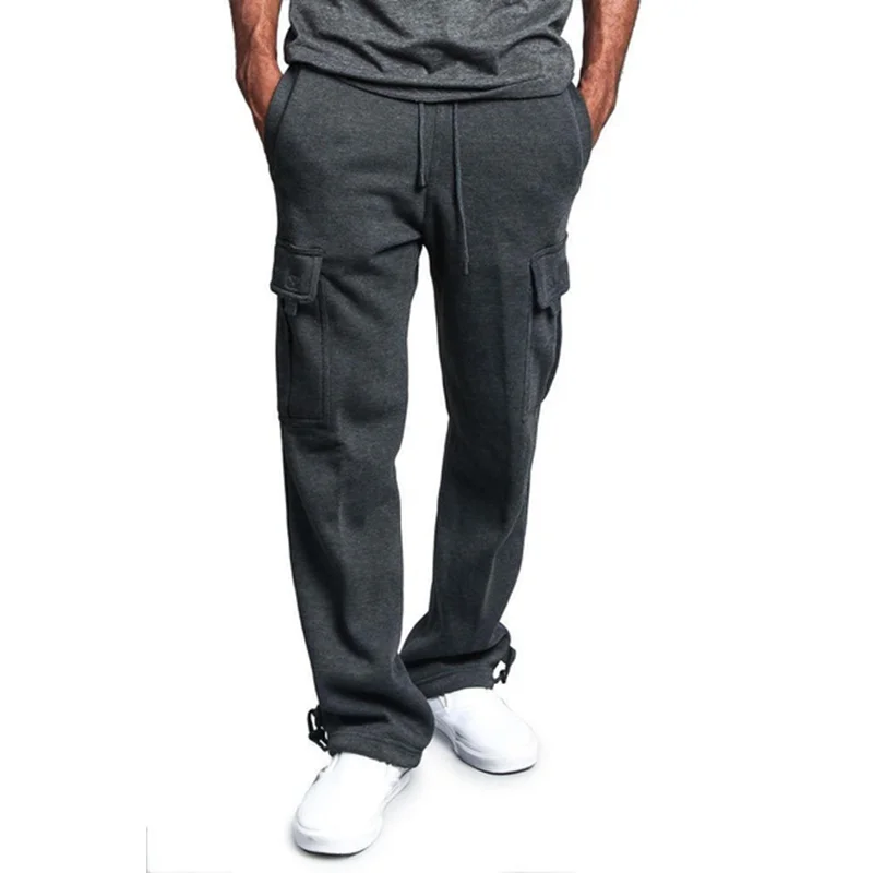 

2023 Men's Multi Pocket Overalls Pants Casual Cargo Pants Men Clothing Regular Solid Sweatpants Men Baggy Cargo Pants Men