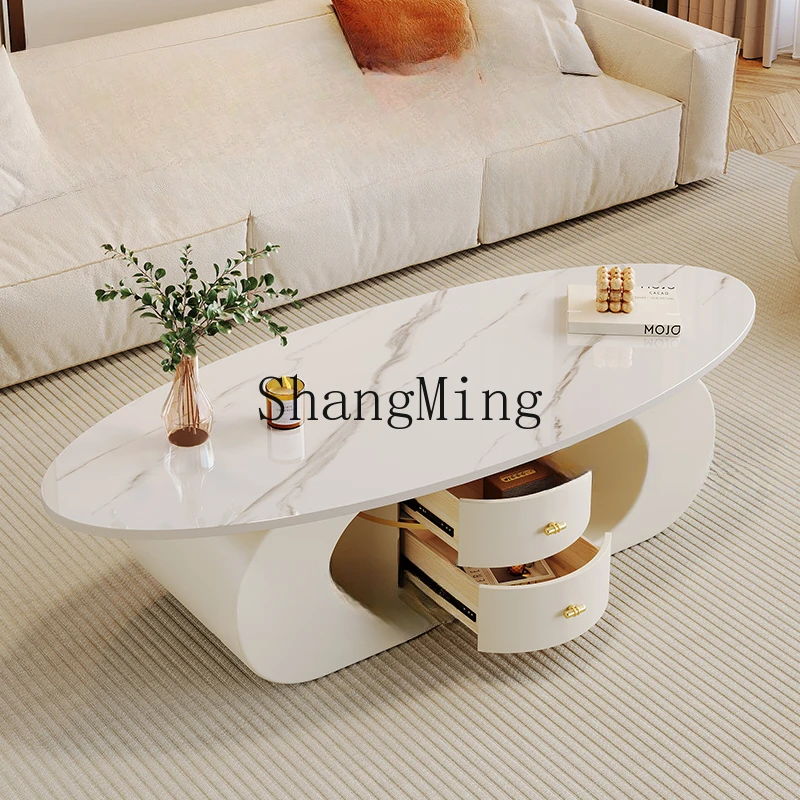 

FG light luxury high-end home TV cabinet combination cream style slate coffee table