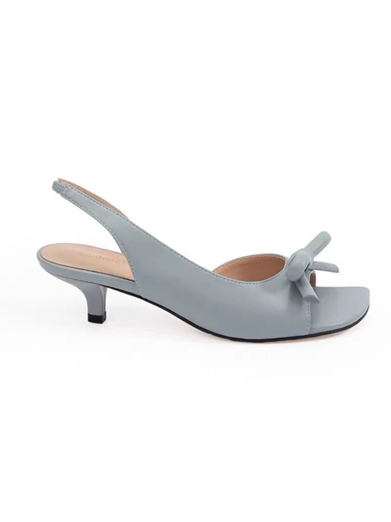 Women's French Heels Summer New BowTie Sandals Peep Toe Side Cutout Design Elegant One Strap High Heels Party&Wedding Shoes image 6