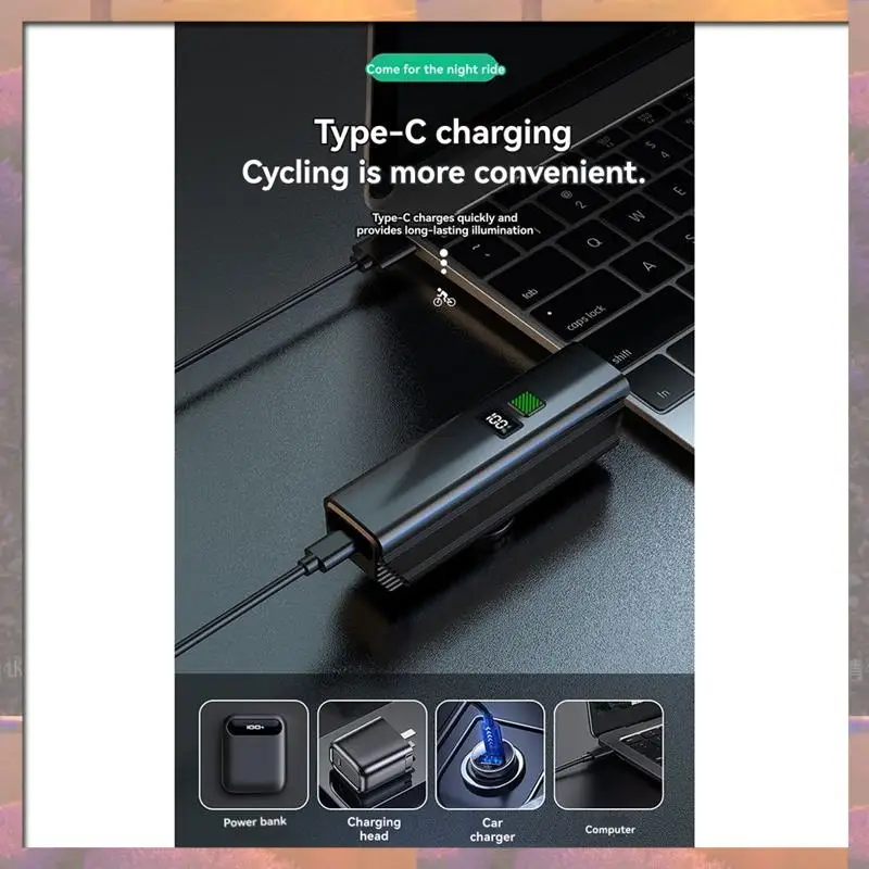 Luces de ciclismo de gran venta, luces de conducción nocturna con interruptor alto y bajo, carga de USB-C de 800 lúmenes para ciclistas y viajeros