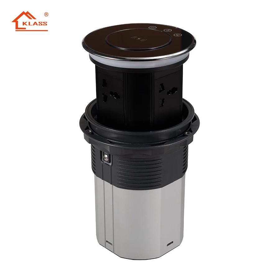 New Arrival Smart Tuya WiFi Pop Hidden Motorized Electric Lifting Tabletop Socket USB Type-C Wireless Charging Safety Protection