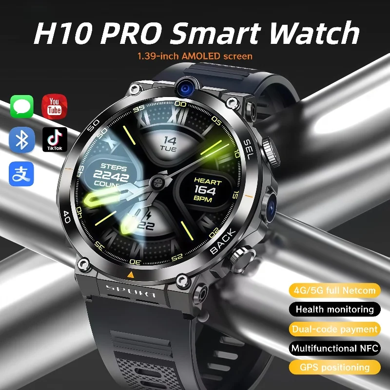 

H10 GPS Smart Watch 1.39'' AMOLED Display Built-in Compass Barometric Altimeter Flashlight Voice Call Man Woman Smartwatch