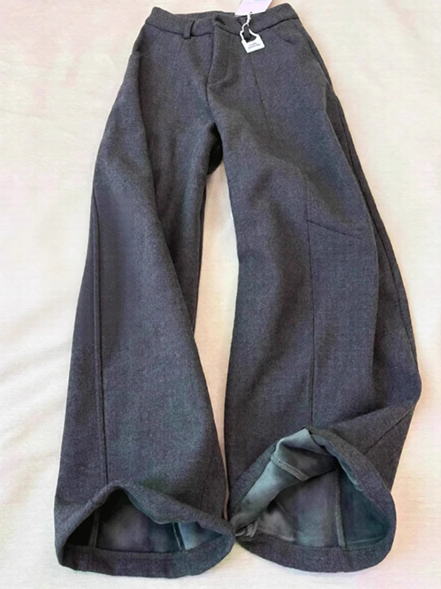 

Теплые шерстяные мужские осенне-зимние повседневные брюки трапециевидной формы, драпированные широкие брюки, ленивые модные брюки для отдыха