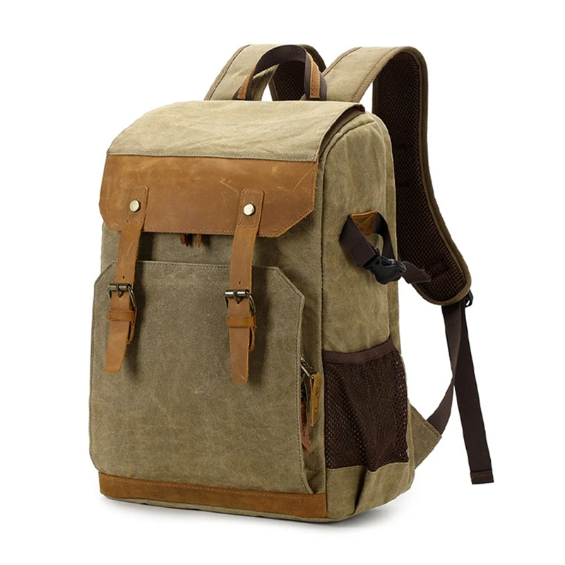 

Camera Backpack SLR/Mirrorless Photography Camera Bag Waterproof Leather With Laptop Compartment Tripod Holder C