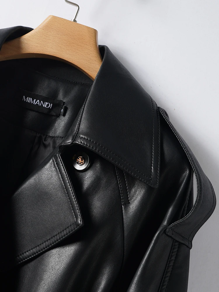 Real Leather eepskin Coat Women's Mid-Length Loose Sle Autumn Faion Outerwear Warm Profional Look Polyester 