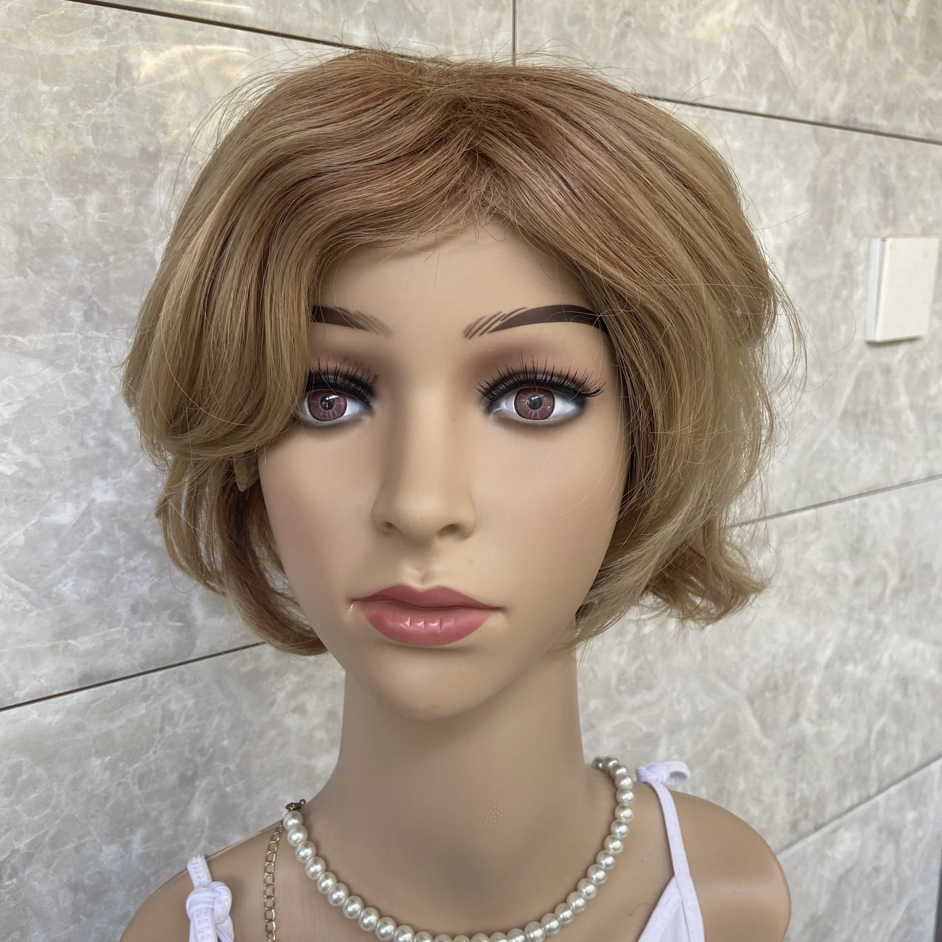 Fashiomag Short Straight Bob Hairstyle Human Hair Blend Heat Ok Wigs For White Women Soft Natural Daily Use