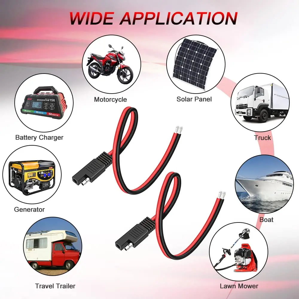 Anchtek 14AWG SAE Connector Extension Cable Quick Connector Disconnect Plug SAE Power Car Extension Cable Solar Panel Cable Wire