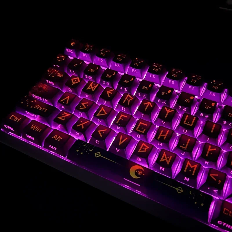 

Night sky fantasy mechanical keyboard keycaps OEM height side light transmission pbt thermal sublimation