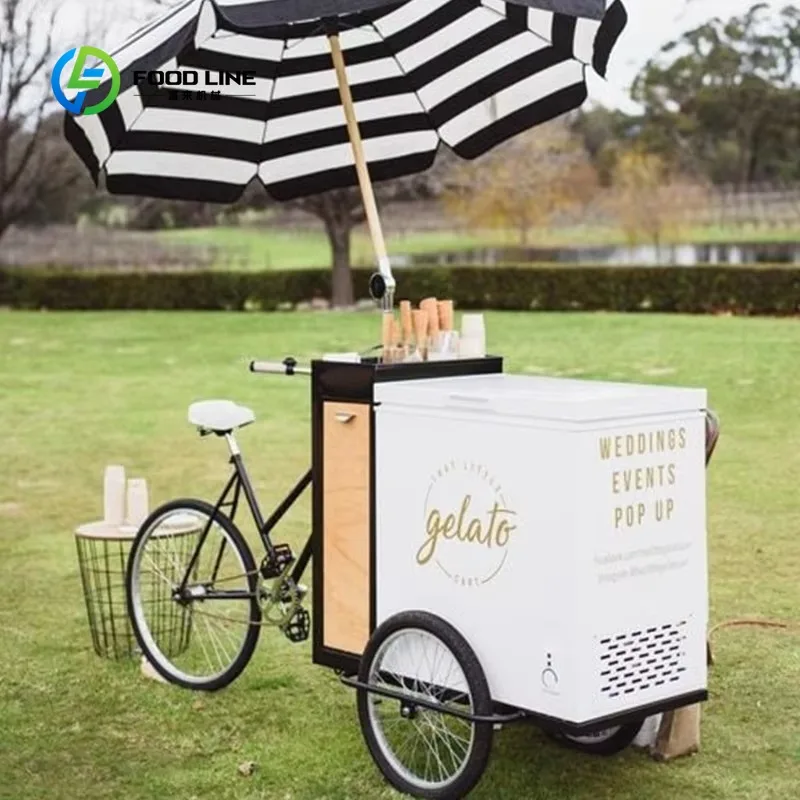 Custom Ice Cream Cart Candy Cart Mobile Ice Cream Carts Tricycle Ice Cream Tricycle Vending Cart for Business Use