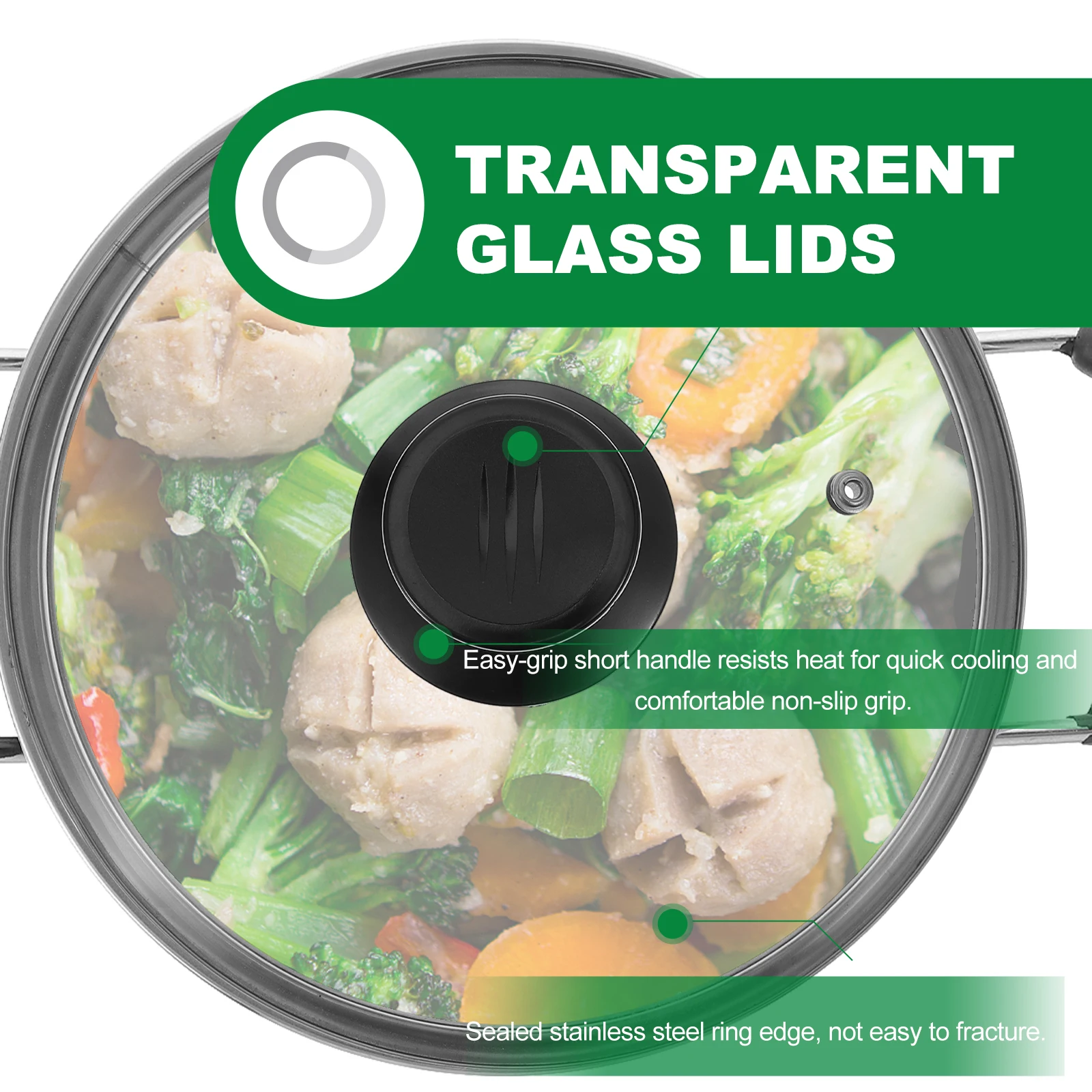 

1Pcs Transparent Pot Lid Tempered Glass Cover Heat Resistant Anti Splash Kitchen Accessory Visual Pot Cover Replacement