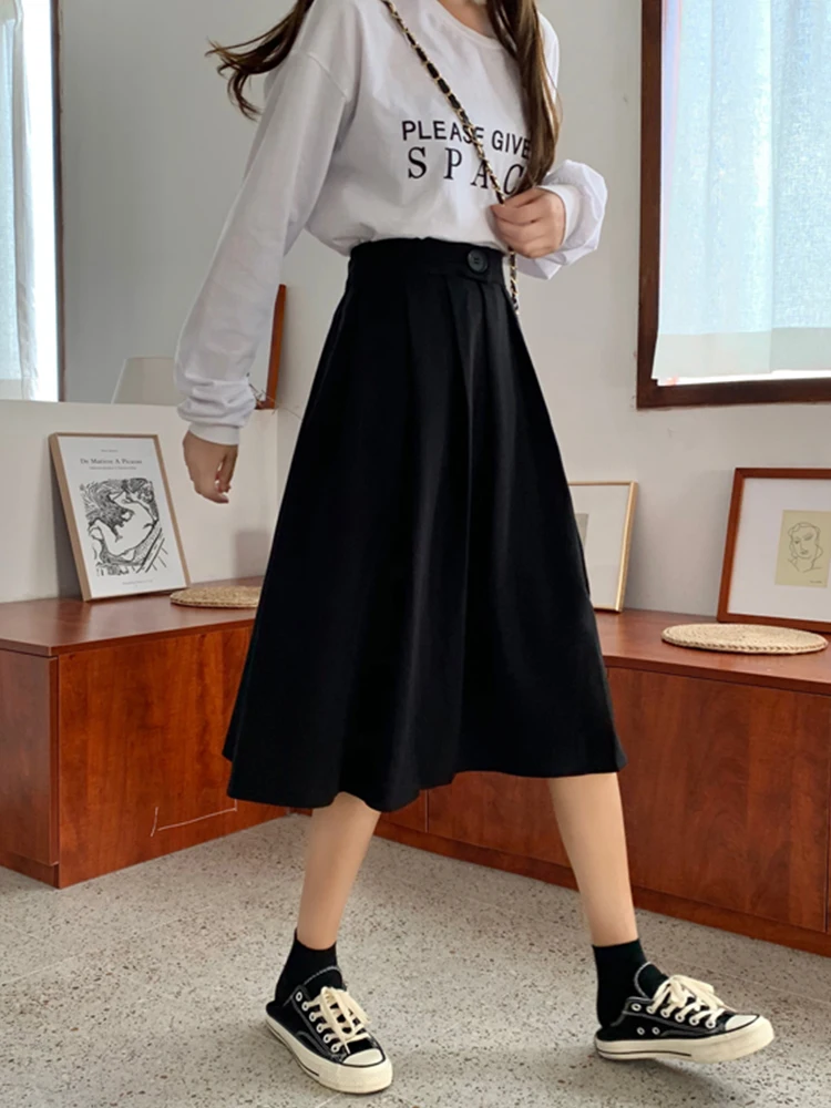 Pleated skirt a word 150 half skirt female Japanese small short high waist show high wear with long xs autumn