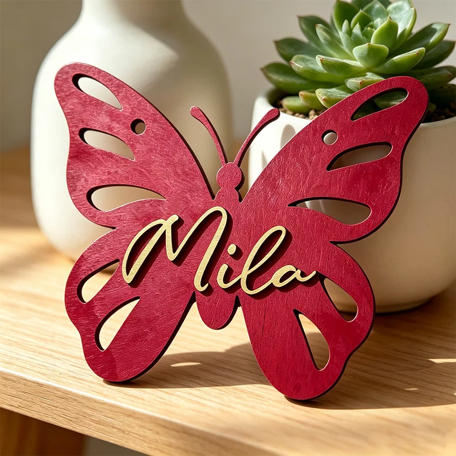 1pc Customizable Wooden Butterfly Wall Decoration Board, Wall Decoration, Baby Room Decoration, Multi Scene Decoration