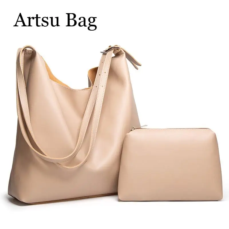 

Soft Leather Large Capacity Tote Bag Women Shoulder Bag New Korean Version Fashion Handheld Crossbody Composite Bag