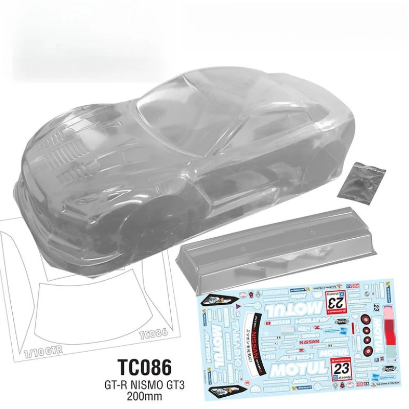 TC086 1/10 GT-R NISMO GT3 Drift Body shell 200mm Bodywork W/Rear Wing and Decal sticker for RC Chassis Tamiya Kyosho Yokomo hsp