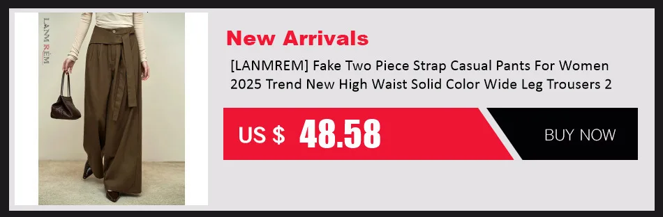 [LANMREM] 2026 Winter New Thick Warm Pants For Women High Waist Pleated Wide Leg Trousers Office Lady Clothes Minimalism 26C967
