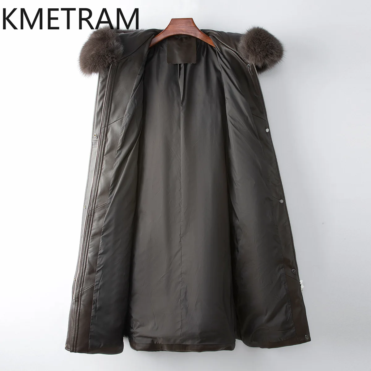 Piumino in piuma d'oca bianca Donna Vera pelle di pecora Cappotti lunghi in piuma Collo in pelliccia di volpe Abbigliamento donna invernale 2025 Пухоiyahaк Ж Salah