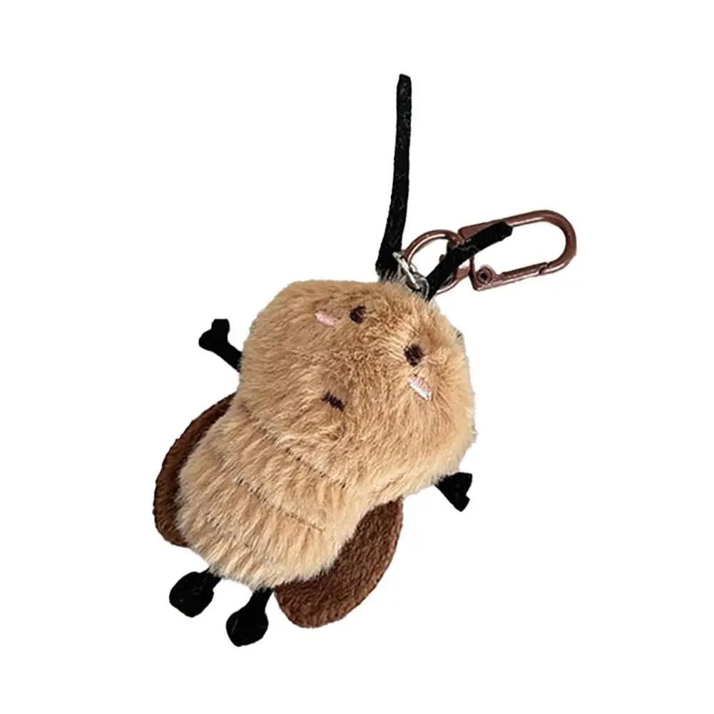 Funny Cockroach Plush Keychain Realistic Yet Cute Bag Car Key Holder Unisex Anti-Lost Backpack Charm Kawaii Stuffed Doll Keyring