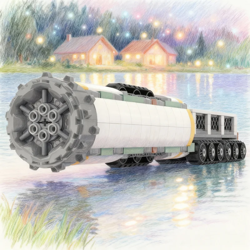 443pcs MOC Icons Small Tunnel Boring Machine TBM Model Building Blocks Architecture Brick Display Collection Assemble Craft 3D