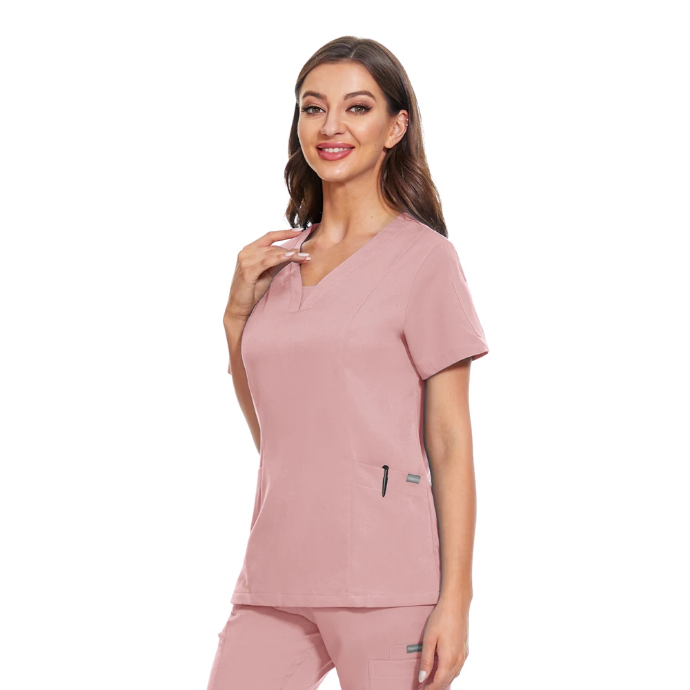 Frauen Übergroßen Uniform Nurse Uniform Kurzarm Staubdicht Kleidung Arzt Scrub Tops Peelings Tasche Bluse Schönheit Salon Shirts