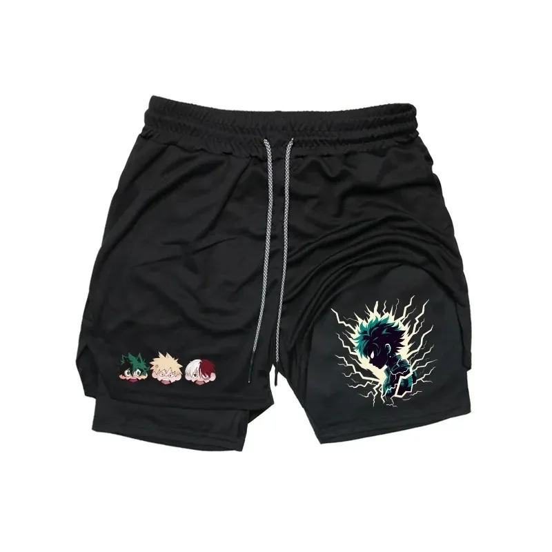 

Мужские компрессионные шорты 2-в-1 для бега и тренировок в стиле Харадзюку, спортивная одежда для спортзала с карманами