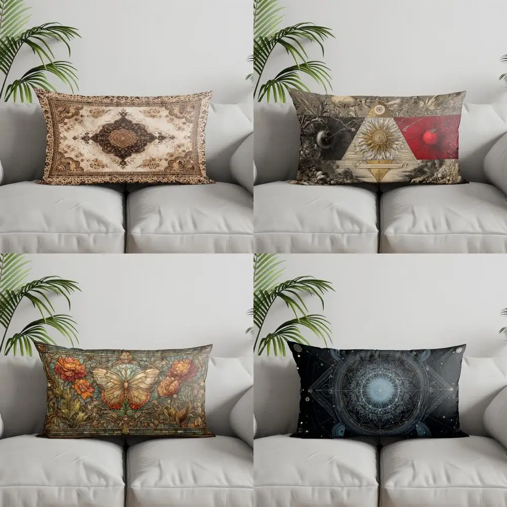 Home Decor Oriental Pattern Rectangular Pillow Suitable For Sofa Bedroom Car Pillow Cover Cushion Rectangular Back Cushion