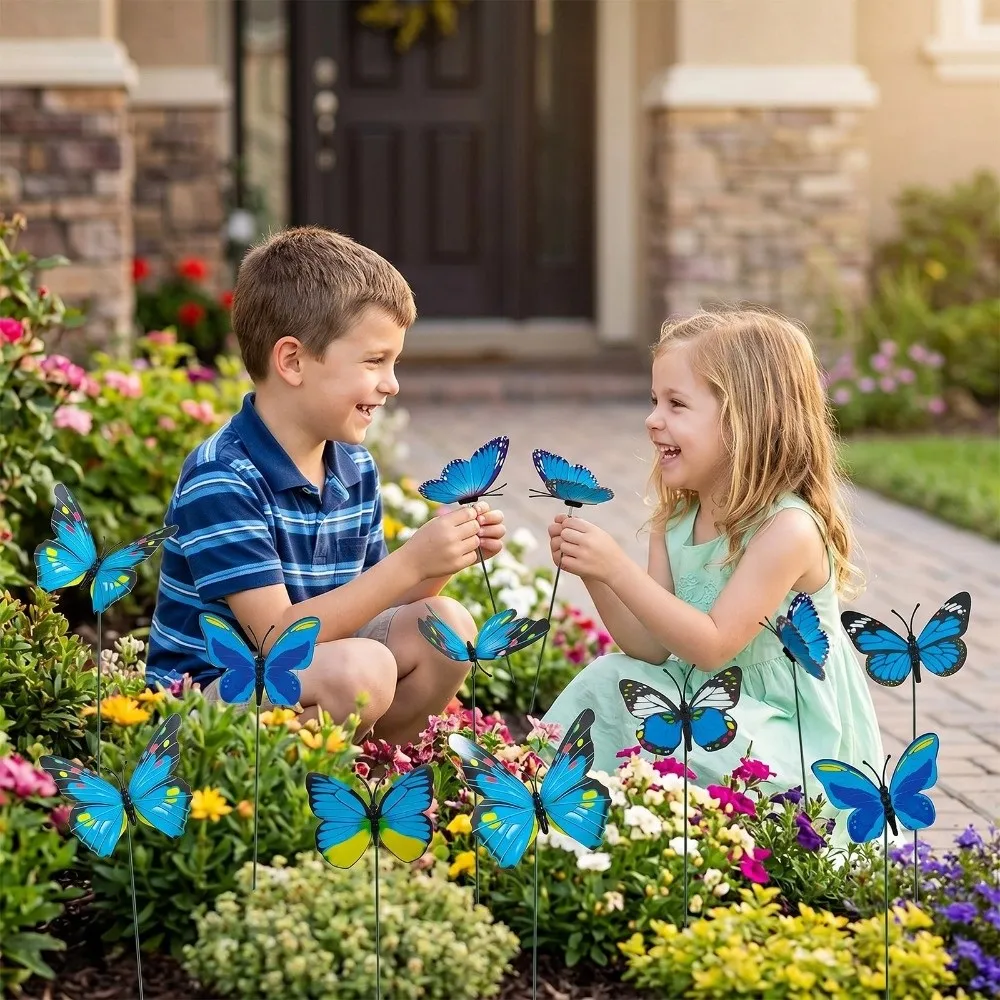 Colorful Butterfly Stakes Lifelike Dreamlike Simulation Butterfly Ornaments Multi-purpose Plant Plug