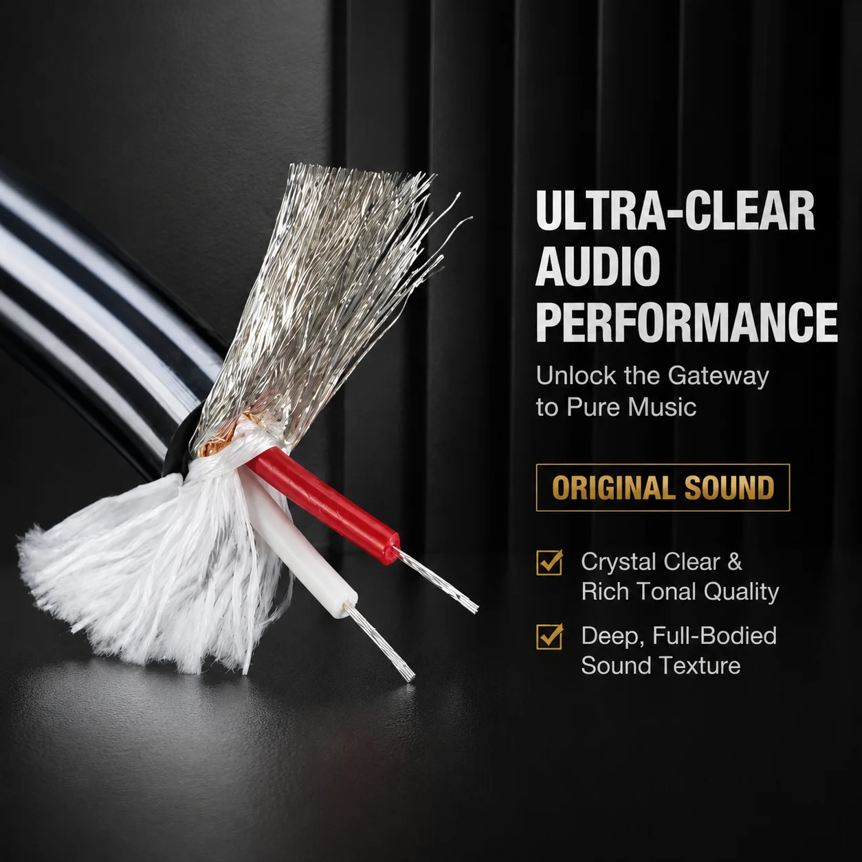 RCA zu RCA Audiokabel 99,99% 2-adriges Flachkabel Reines Silber Signalkabel 11mm Abgeschirmtes Kabel Verstärker CD DIY Verbindungskabel – Detail 6