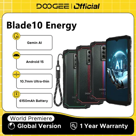 두지 블레이드10 에너지 러기드 폰 안드로이드 15 제미니 AI 10.7mm 초슬림 6150mAh 배터리 6.56인치 화면 와이드바인 L1 휴대폰