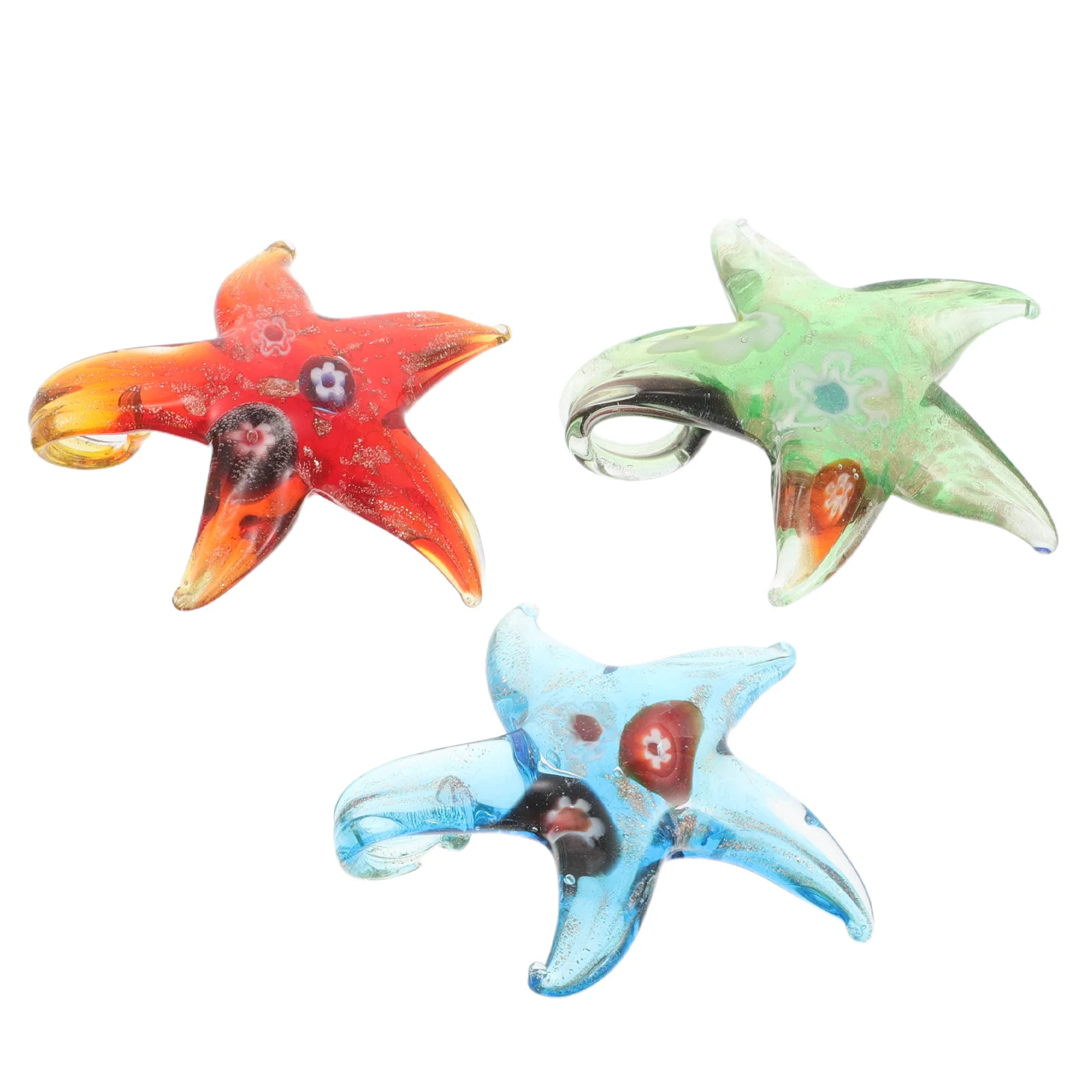 

3Pcs Star Fish Glass Pendant Ocean Inspired Jewelry Beach Themed Accessories Lightweight Comfortable Gift Ocean Beads