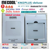[Genuine]MECOOL KM2 PLUS DELUXE 4K ATV Certified TV BOX Best Smart Google TV box 4GB DDR4 32GB 1000M LAN WIFI6 Global bestseller