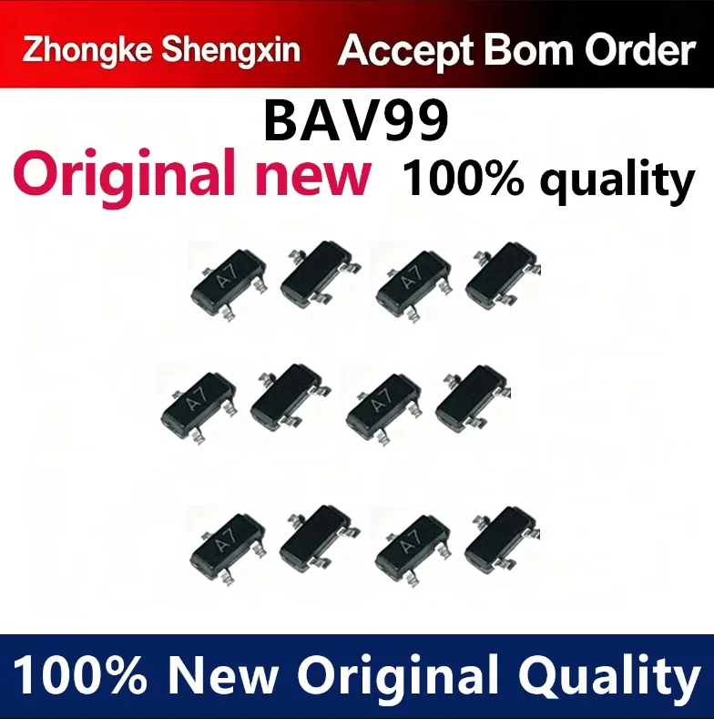 （5pcs-100pcs）BAV99 BAV99LT1G silk screen A7 patch switch diode SOT-23 brand new