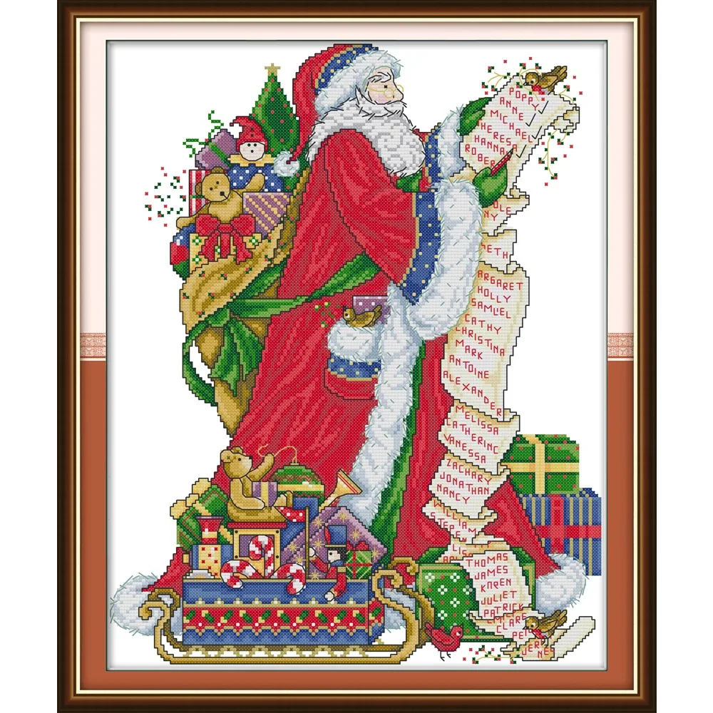 

Joy Sunday New Stamped Cross Stitch Kit,11/14/16CT DIY Easy Pattern Aida Fabric Embroidery Set-Santa Claus 13