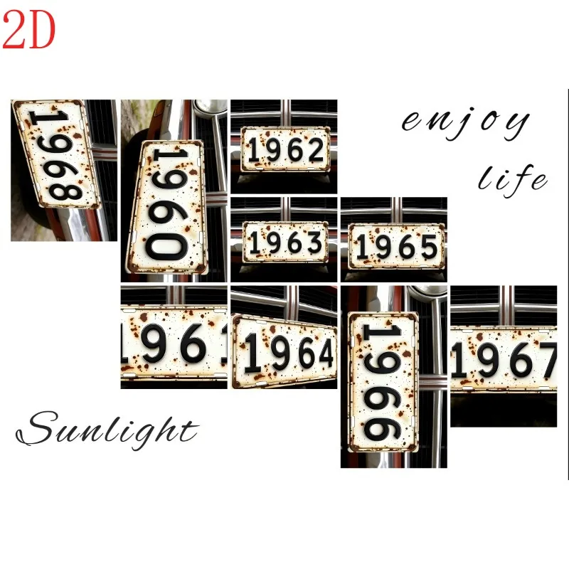 HD Tin Sign, Vintage 1960s Birth Year License Plate Metal Wall Art, Retro Rustic 60s Decor for Bar Man Cave, Classic Year Number