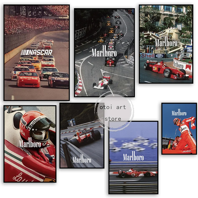 Vintage Cool Racing Sports F1 Monaco Driving Car Event Art Poster Canvas Painting Wall Print Picture for Living Room Home Decor