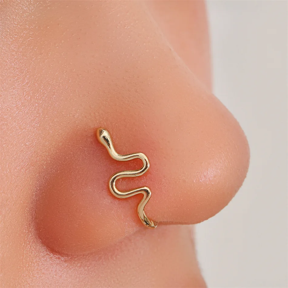 Neo Gothic Jewelry Fake Nose Ring for Women Men No Piercing Clip Punk Horrible Animal Snake Ear Cartilage Helix Cuff Earring