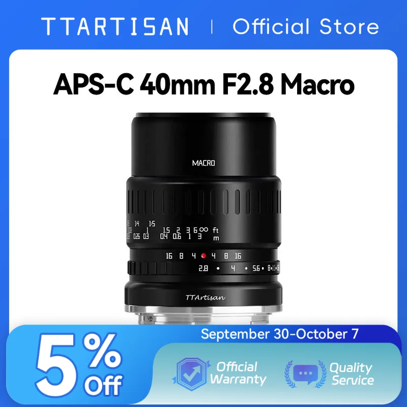 TTArtisan 40mm F2.8 Macro Lens for Sony E Mount a6600 Fujifilm XT4 XA XE X-Pro Canon M50 Panasonic Olympus M43 Nikon Z30 Camera