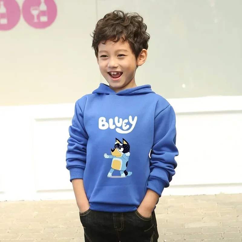 Bluey Children Clothing Thickening Hoodie Anime Bluey Bingo Warm Autumn Winter Cute Pullover for Girl Boy Clothes Christmas Gift