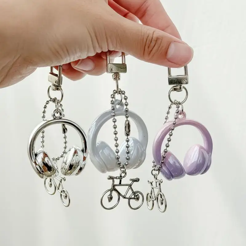 Portachiavi per cuffie 3D Portachiavi con ciondolo per bicicletta Portachiavi con ciondolo per telefono Gioielli per ragazza Decorazione borsa regalo per donna