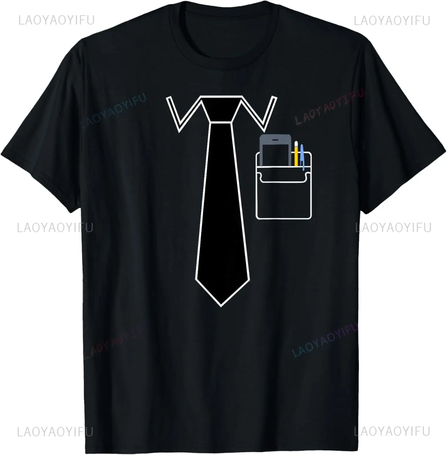 Tie with Pocket Protector Funny Nerd T-Shirt Unisex Summer Streetwear Tops Print on Demand Casual  Individuality Funny Shirt