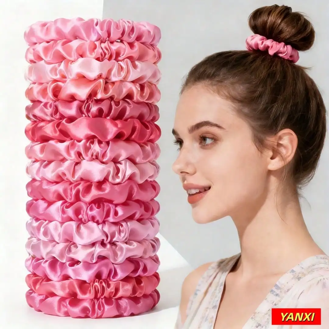 Chouchous en satin pour femmes, 1/6/16/32/50/100 pièces, bohème, élégant, rose, petit couvre-chef de 6.5cm, accessoires pour cheveux, décontracté et mignon