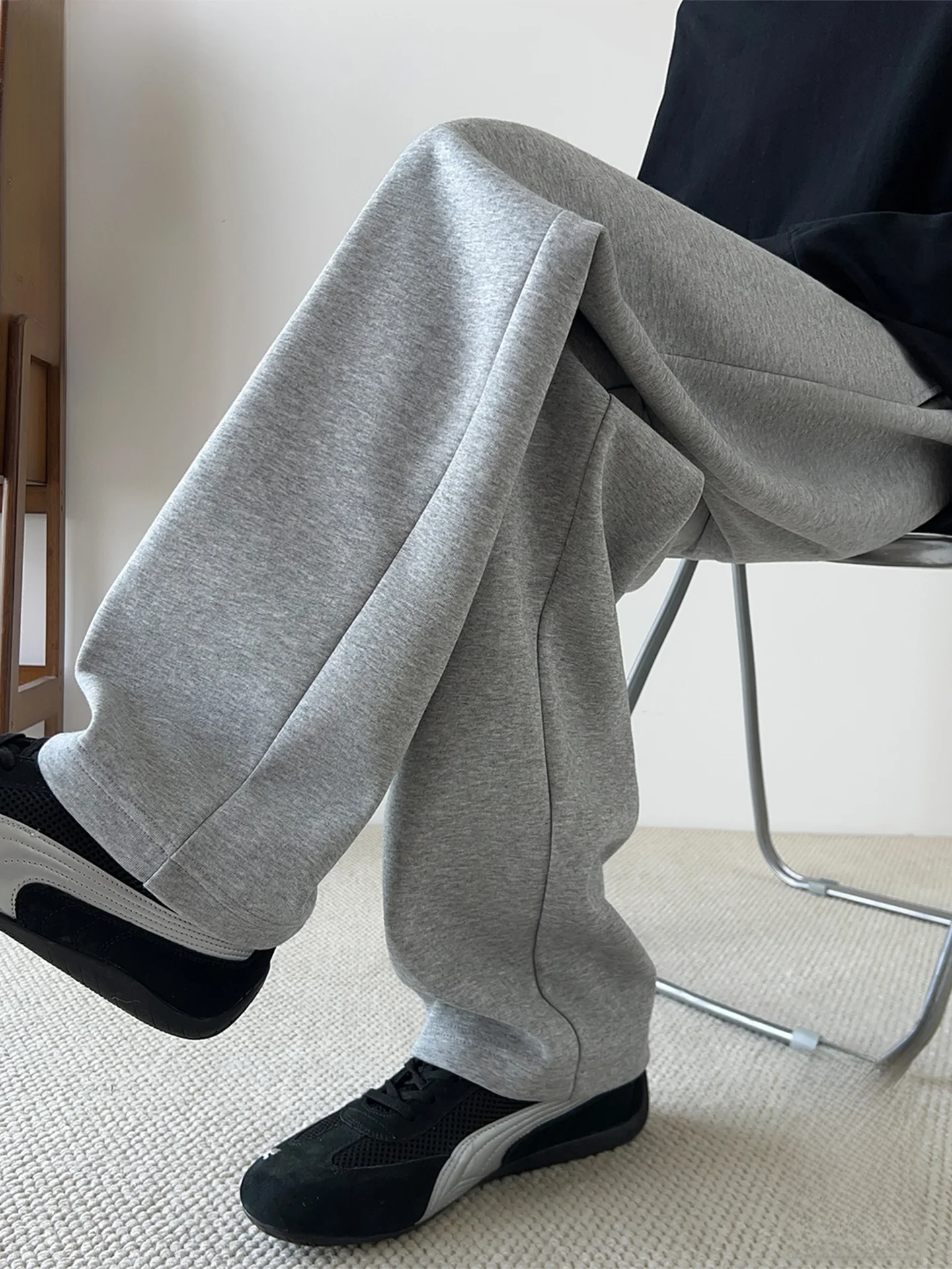 

Мужские повседневные брюки на флисовой подкладке, свободные, прямого кроя, осенне-зимние, теплые, из смесового хлопка и полиэстера, комфортная посадка